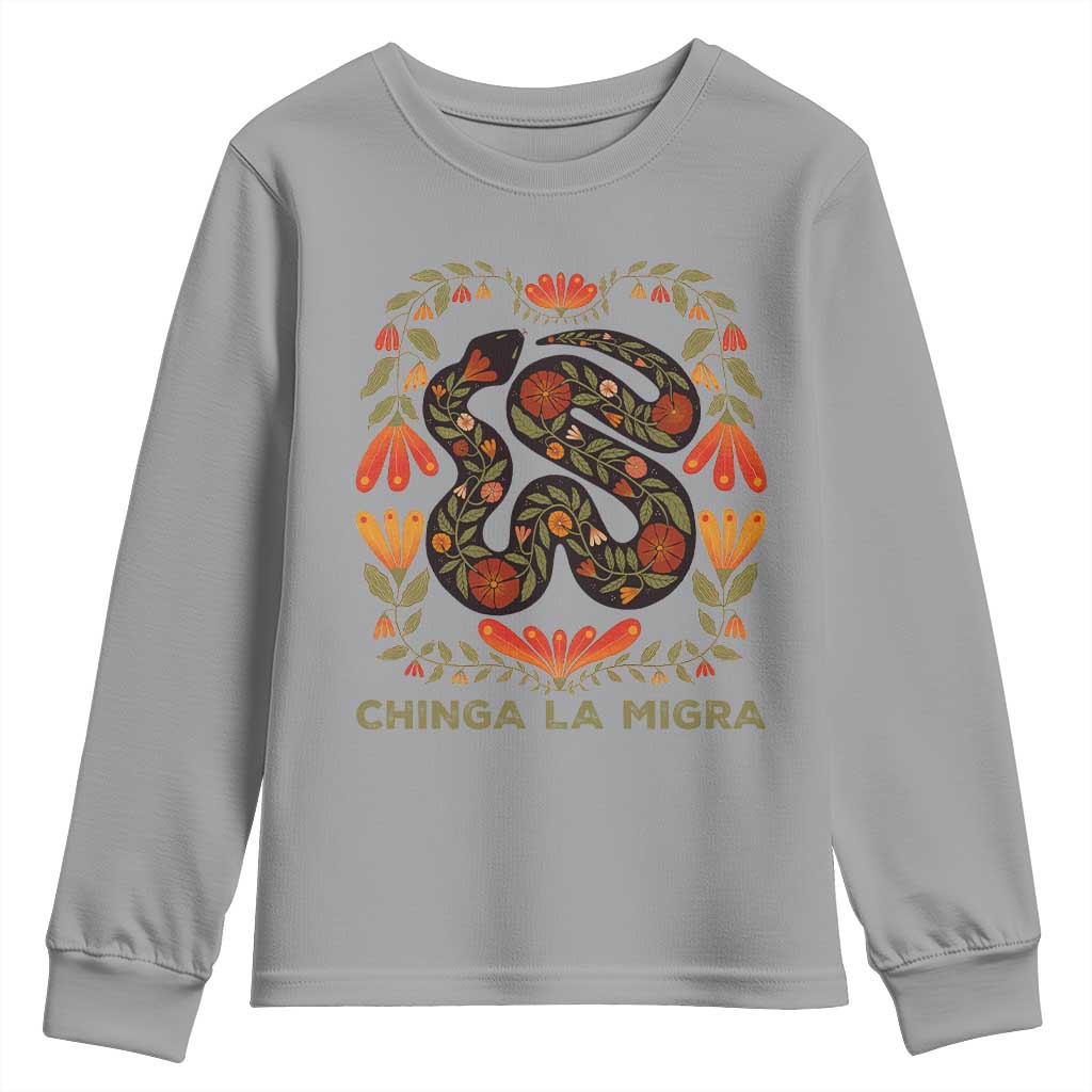 Immigrant Rights Youth Sweatshirt Chinga La Migra TS10 Sport Gray Print Your Wear