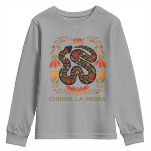 Immigrant Rights Youth Sweatshirt Chinga La Migra TS10 Sport Gray Print Your Wear