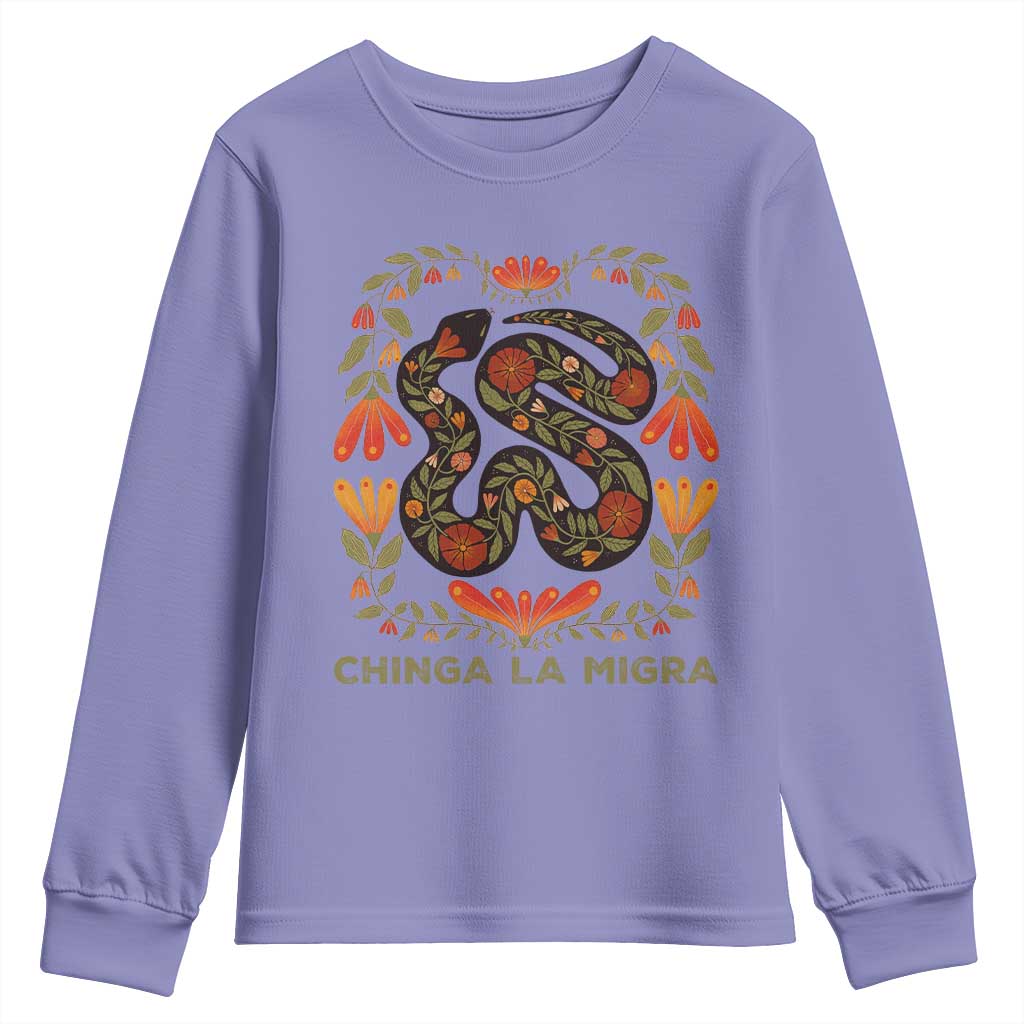 Immigrant Rights Youth Sweatshirt Chinga La Migra TS10 Violet Print Your Wear