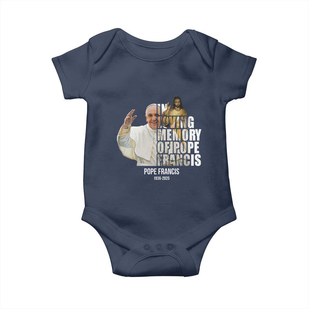In Loving Memory of Pope Francis Baby Onesie Viva il Papa 1936-2025 TS02 Navy Print Your Wear