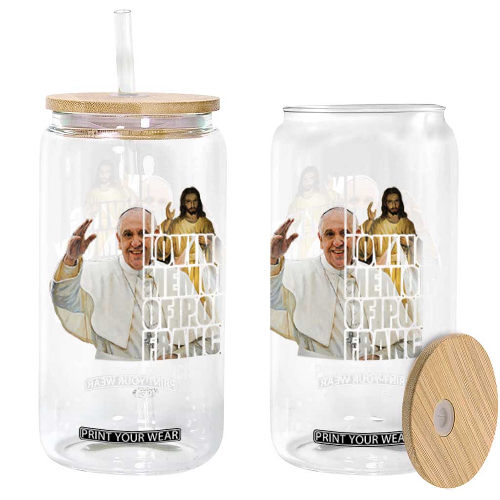 In Loving Memory of Pope Francis Glass Can Viva il Papa 1936-2025 TS02 Black Print Your Wear