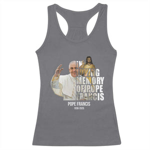 In Loving Memory of Pope Francis Racerback Tank Top Viva il Papa 1936-2025 TS02 Charcoal Print Your Wear