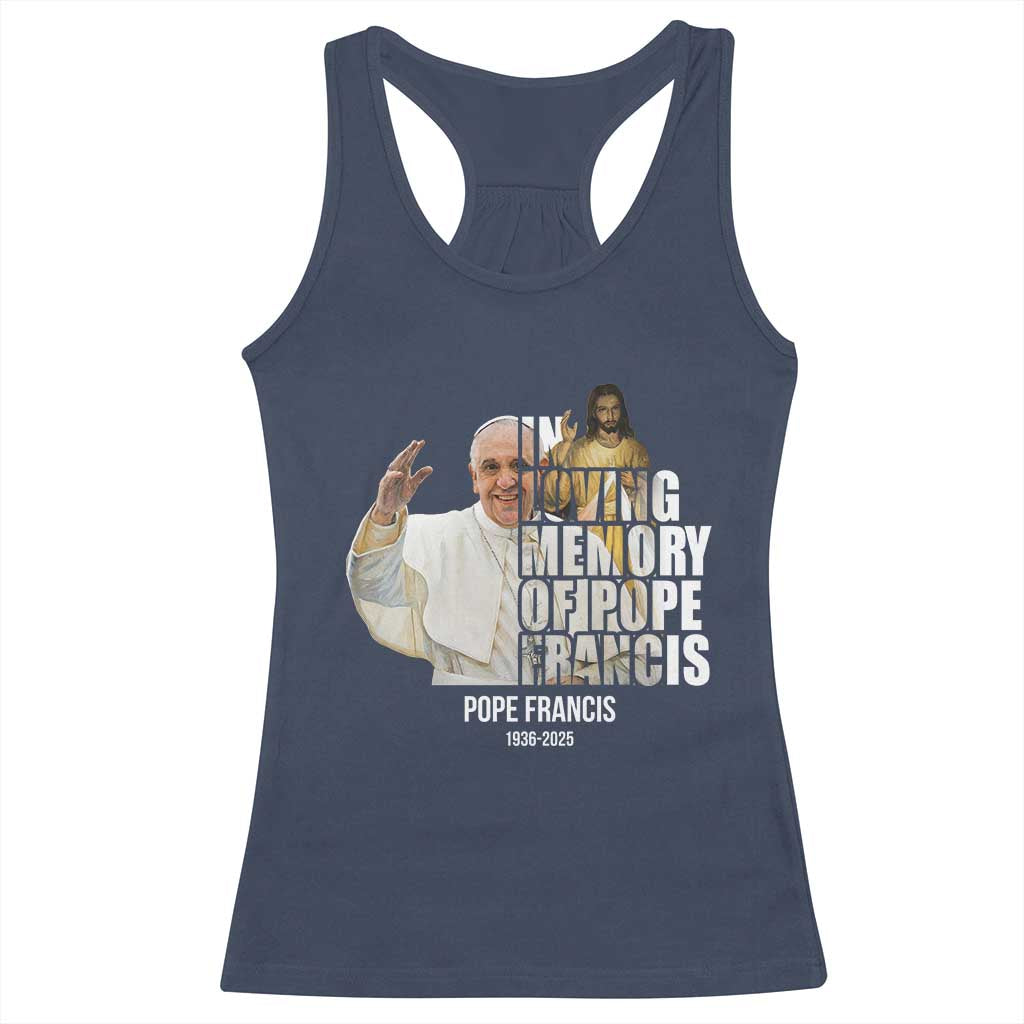 In Loving Memory of Pope Francis Racerback Tank Top Viva il Papa 1936-2025 TS02 Navy Print Your Wear