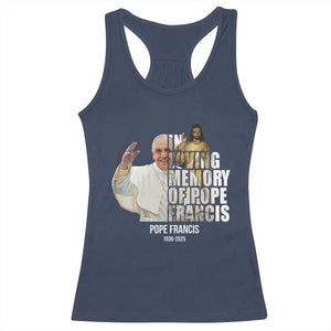 In Loving Memory of Pope Francis Racerback Tank Top Viva il Papa 1936-2025 TS02 Navy Print Your Wear