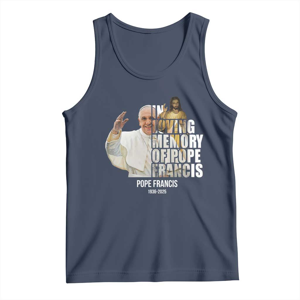 In Loving Memory of Pope Francis Tank Top Viva il Papa 1936-2025 TS02 Navy Print Your Wear