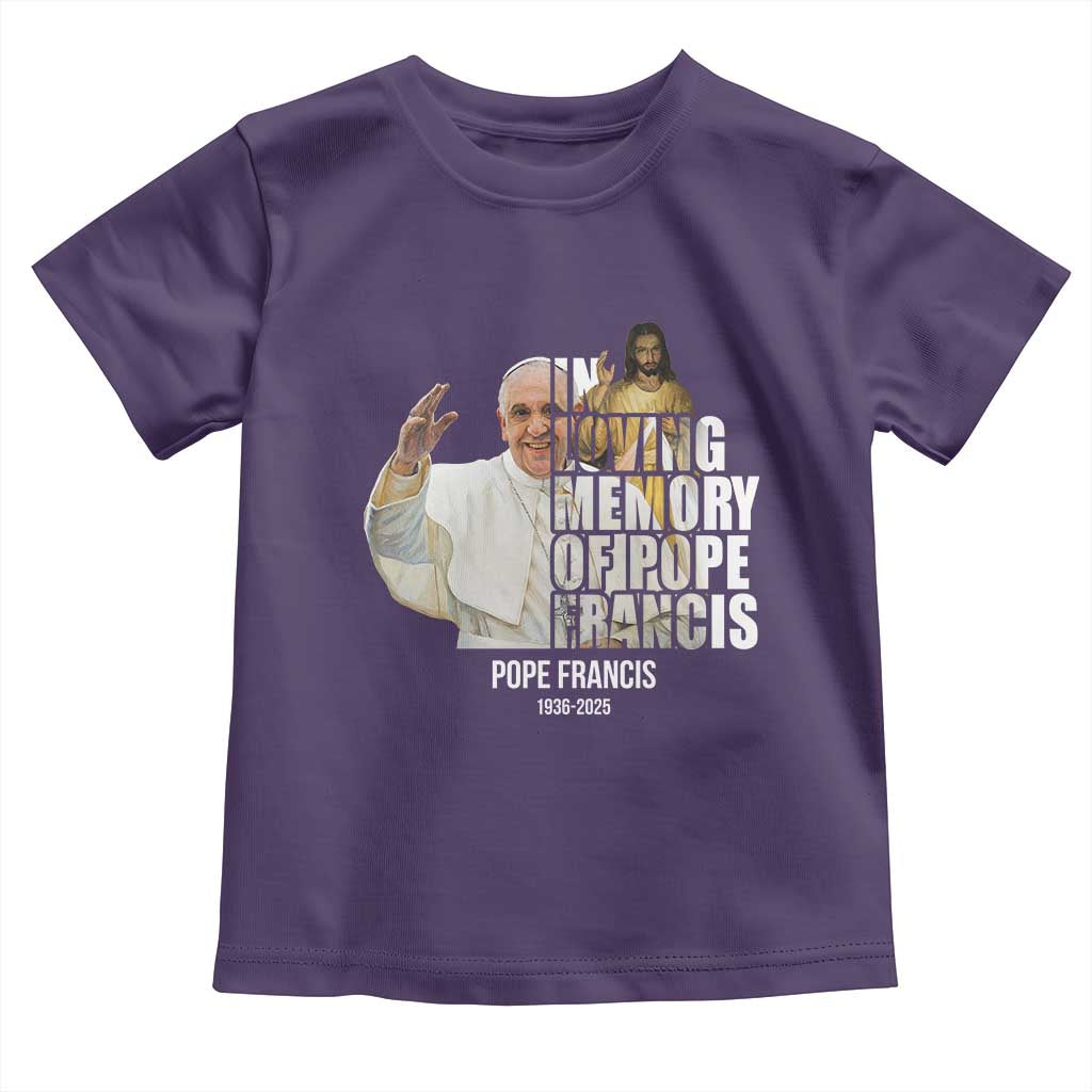 In Loving Memory of Pope Francis Toddler T Shirt Viva il Papa 1936-2025 TS02 Purple Print Your Wear