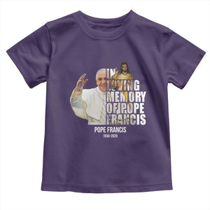 In Loving Memory of Pope Francis Toddler T Shirt Viva il Papa 1936-2025 TS02 Purple Print Your Wear