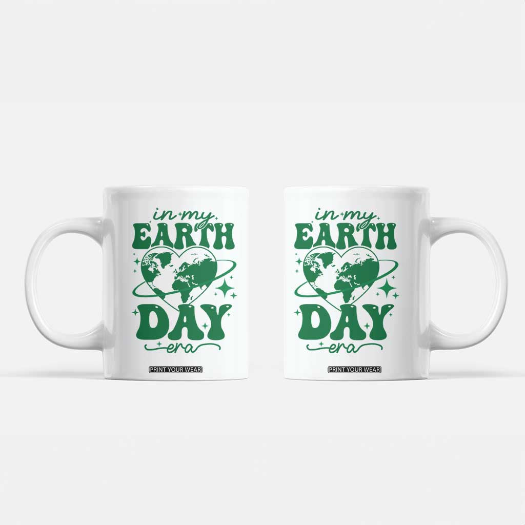 In My Earth Day Era Coffee Mug Cute Groovy Planet Heart TS02 White Print Your Wear