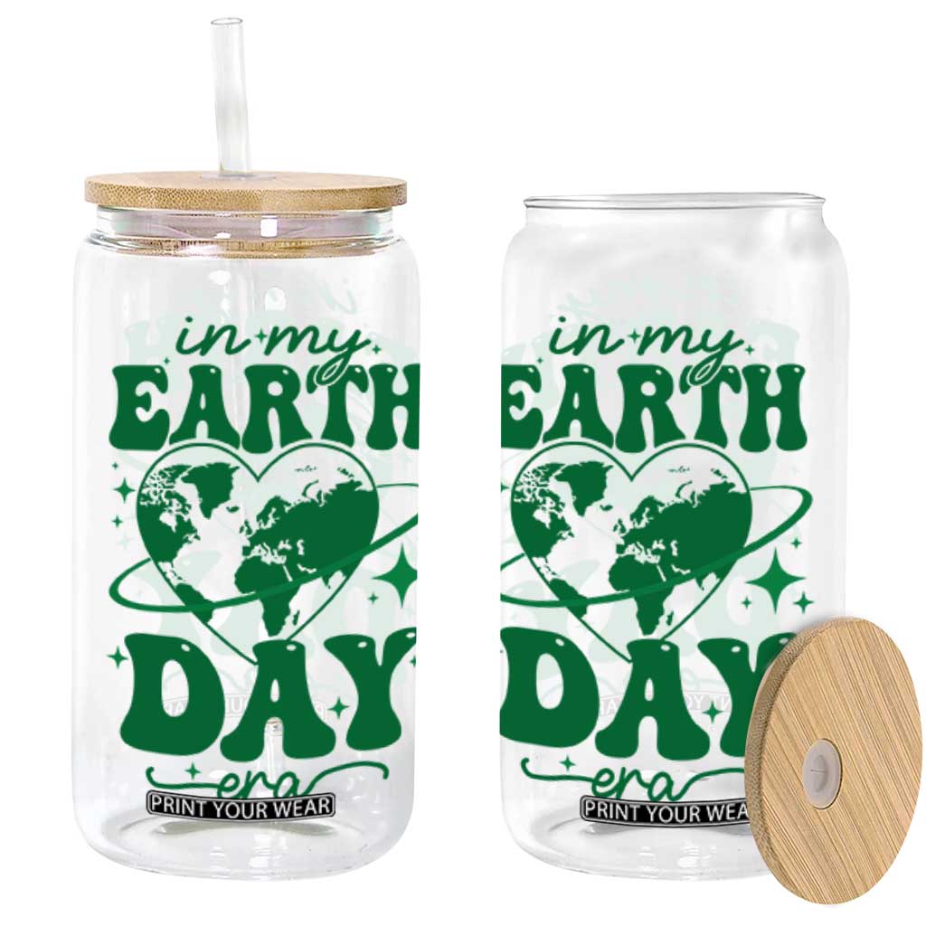 In My Earth Day Era Glass Can Cute Groovy Planet Heart TS02 White Print Your Wear
