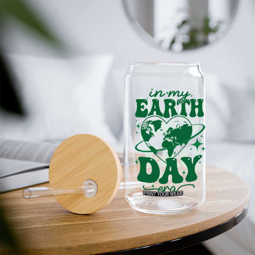 In My Earth Day Era Glass Can Cute Groovy Planet Heart TS02 Print Your Wear