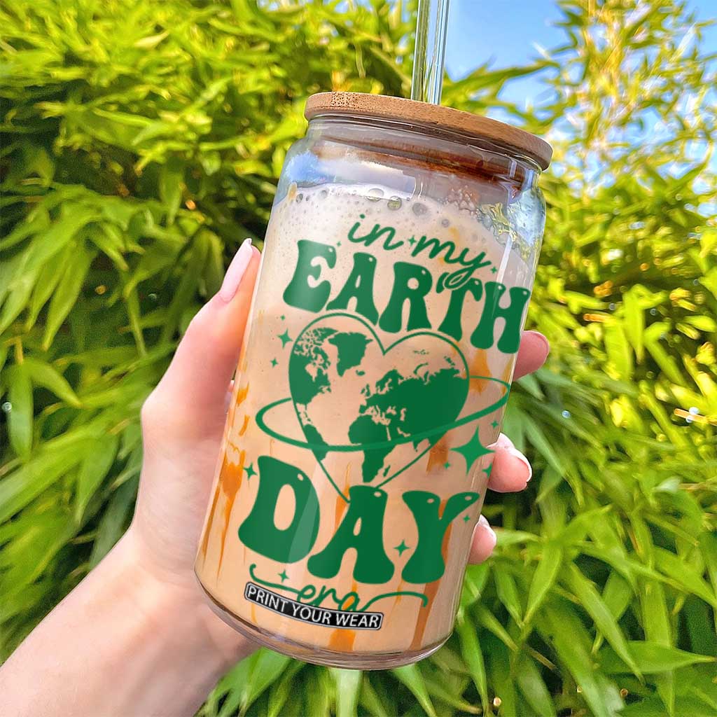 In My Earth Day Era Glass Can Cute Groovy Planet Heart TS02 Print Your Wear