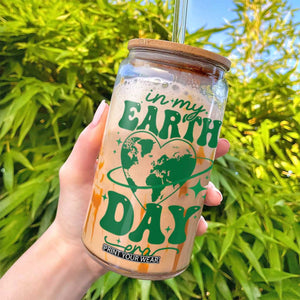 In My Earth Day Era Glass Can Cute Groovy Planet Heart TS02 Print Your Wear