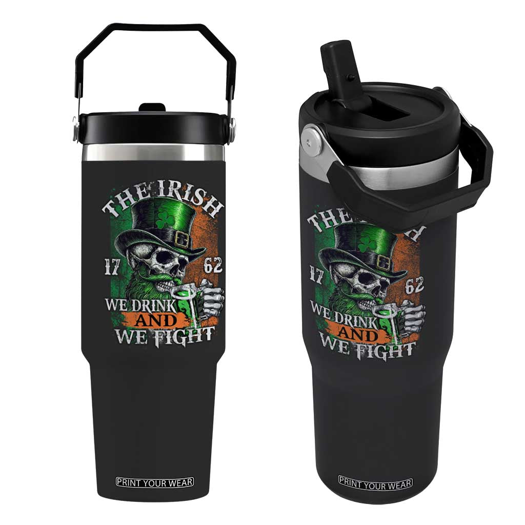 Irish Soldiers 1762 Flip Straw Tumbler The Irish We Drink And We Fight Shamrock Skull Beer TS11 One Size: 30 oz Black Print Your Wear