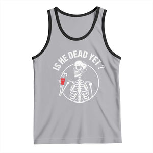 Is He Dead Yet Subtle FDT Tank Top Funny Skeleton Drinking Coffee TS02 Athletic Heather Black Print Your Wear