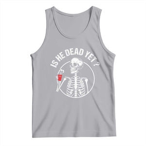 Is He Dead Yet Subtle FDT Tank Top Funny Skeleton Drinking Coffee TS02 Athletic Heather Print Your Wear