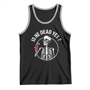 Is He Dead Yet Subtle FDT Tank Top Funny Skeleton Drinking Coffee TS02 Black Athletic Heather Print Your Wear