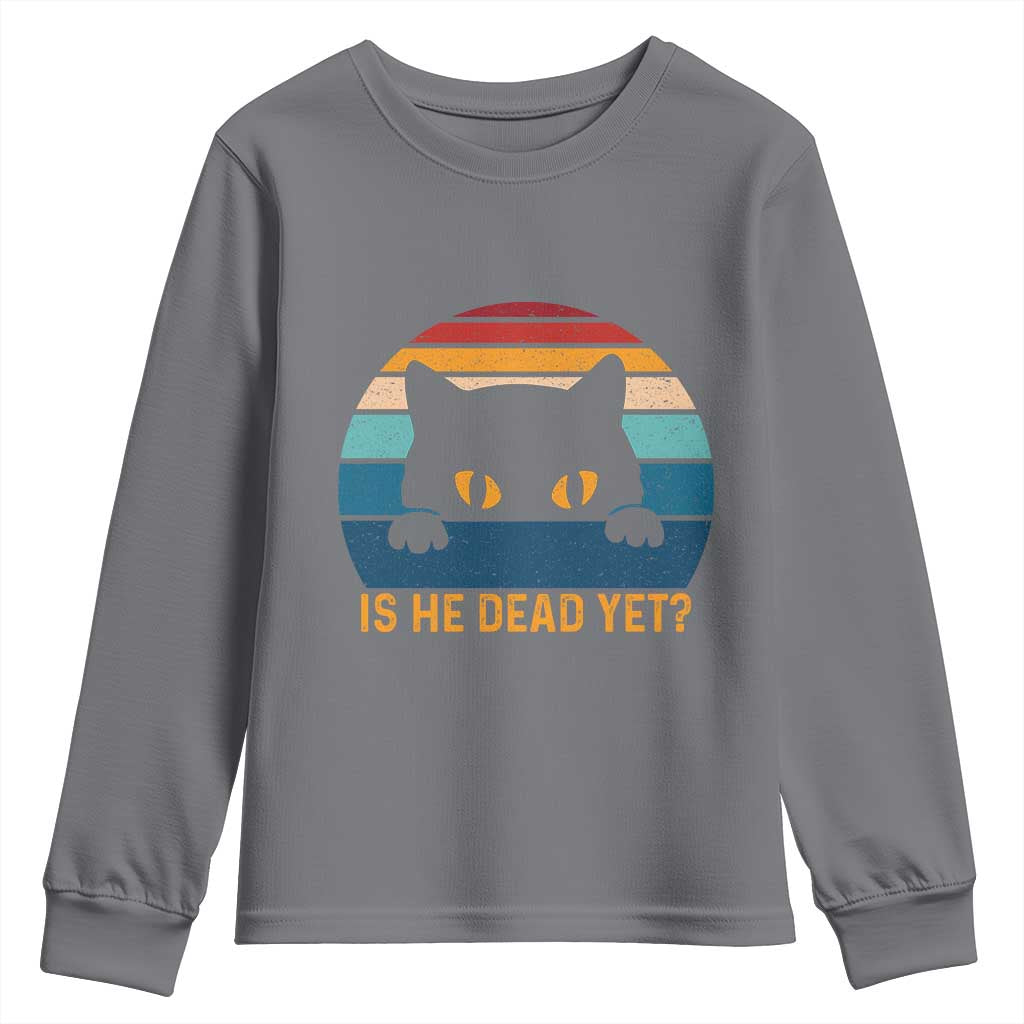 Is He Dead Yet Youth Sweatshirt Retro Cat Funny Vintage TS10 Charcoal Print Your Wear