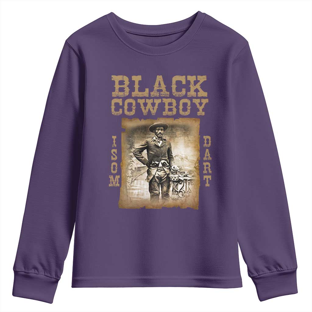 Isom Dart Youth Sweatshirt Black Cowboy Western Legend Vintage TS02 Purple Print Your Wear