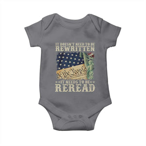 It Doesn't Need To Be Rewritten It Needs To Be Reread Baby Onesie We The People Vintage American Flag TS11 Charcoal Print Your Wear