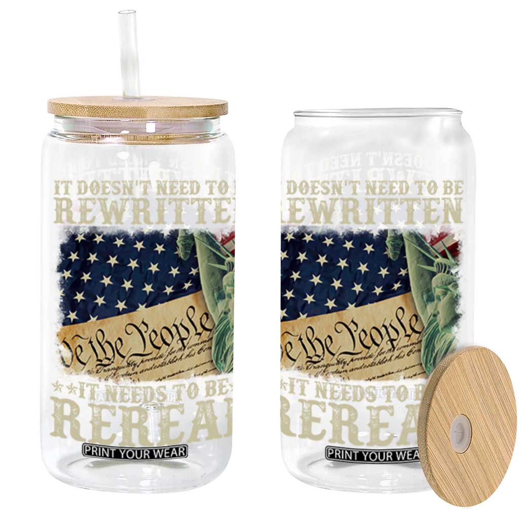 It Doesn't Need To Be Rewritten It Needs To Be Reread Glass Can We The People Vintage American Flag TS11 Black Print Your Wear