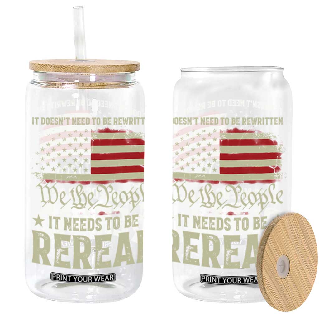 It Doesn't Need To Be Rewritten It Needs To Be Reread Glass Can We The People Vintage Flag TS11 Black Print Your Wear