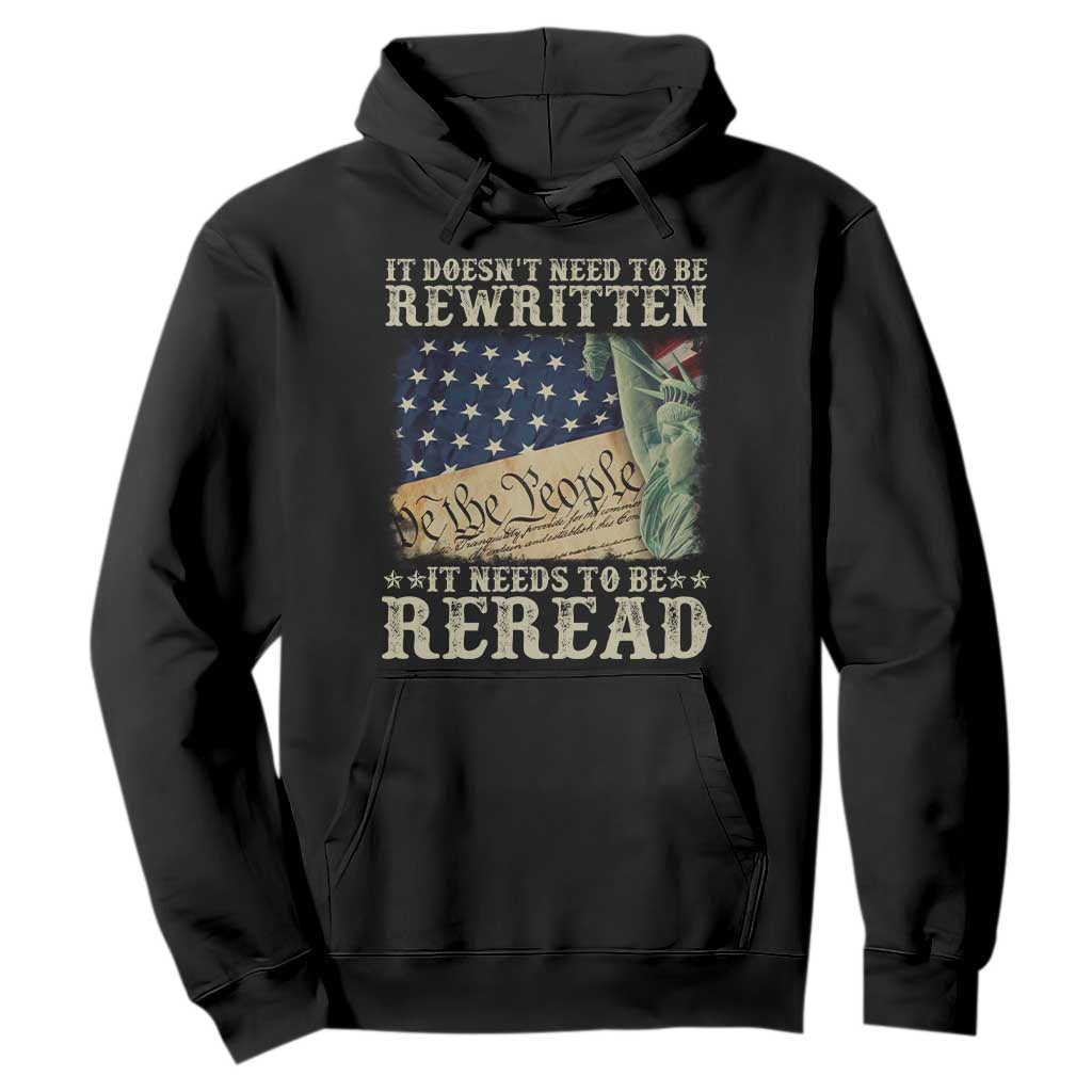 It Doesn't Need To Be Rewritten It Needs To Be Reread Hoodie We The People Vintage American Flag TS11 Black Print Your Wear