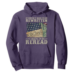 It Doesn't Need To Be Rewritten It Needs To Be Reread Hoodie We The People Vintage American Flag TS11 Purple Print Your Wear