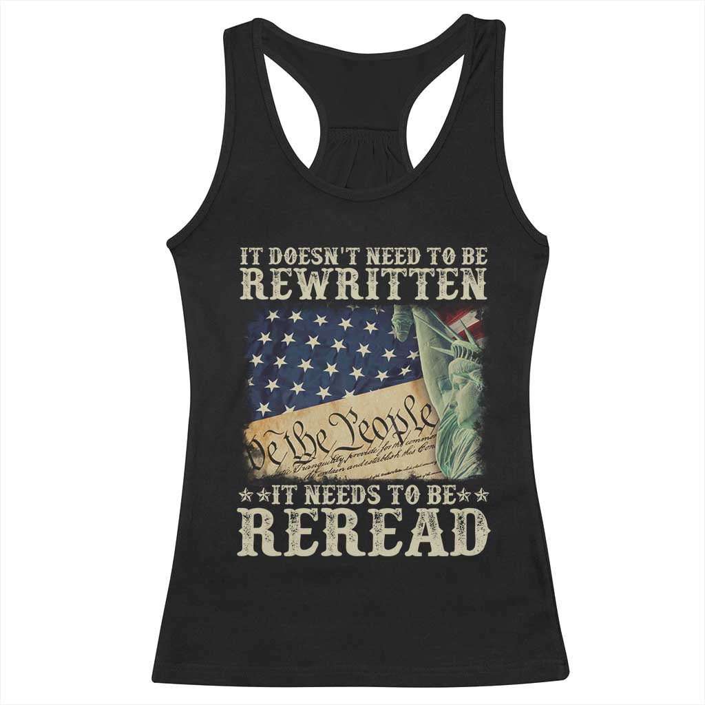 It Doesn't Need To Be Rewritten It Needs To Be Reread Racerback Tank Top We The People Vintage American Flag TS11 Black Print Your Wear