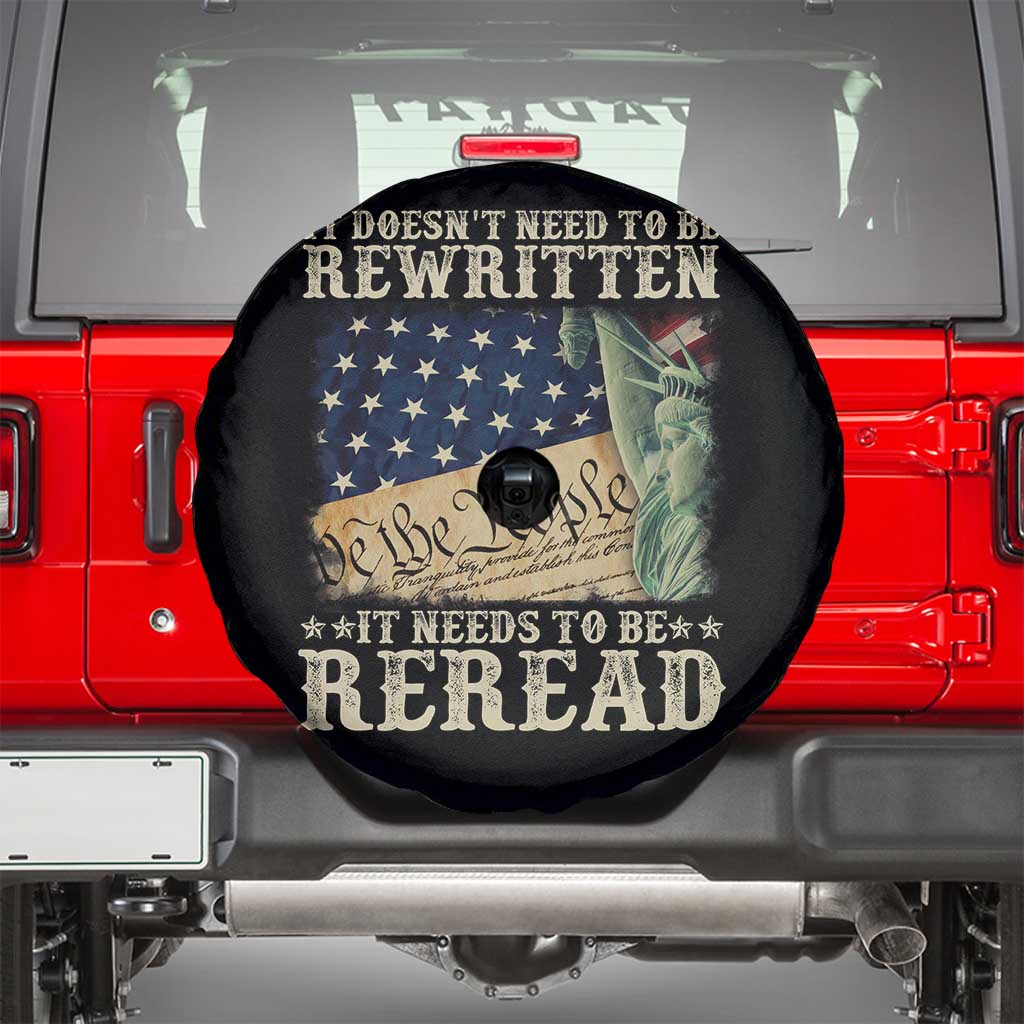 It Doesn't Need To Be Rewritten It Needs To Be Reread Spare Tire Cover We The People Vintage American Flag TS11 Black Print Your Wear