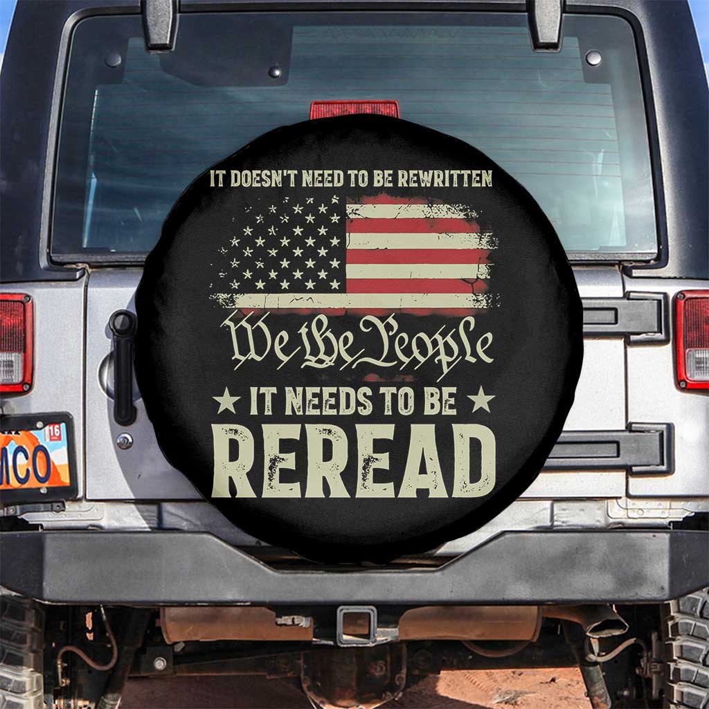 It Doesn't Need To Be Rewritten It Needs To Be Reread Spare Tire Cover We The People Vintage Flag TS11 No hole Black Print Your Wear