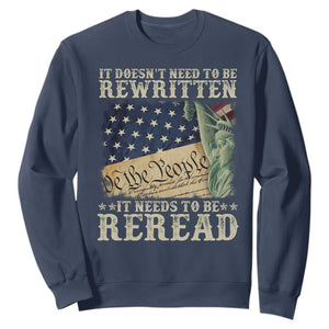 It Doesn't Need To Be Rewritten It Needs To Be Reread Sweatshirt We The People Vintage American Flag TS11 Navy Print Your Wear