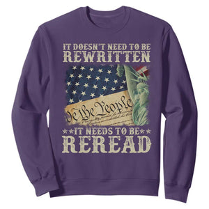 It Doesn't Need To Be Rewritten It Needs To Be Reread Sweatshirt We The People Vintage American Flag TS11 Purple Print Your Wear