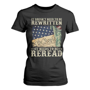 It Doesn't Need To Be Rewritten It Needs To Be Reread T Shirt For Women We The People Vintage American Flag TS11 Black Print Your Wear