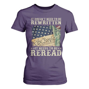 It Doesn't Need To Be Rewritten It Needs To Be Reread T Shirt For Women We The People Vintage American Flag TS11 Purple Print Your Wear