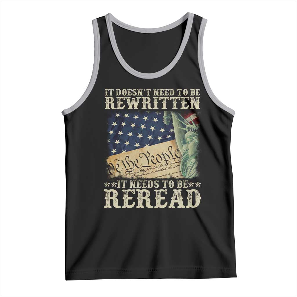It Doesn't Need To Be Rewritten It Needs To Be Reread Tank Top We The People Vintage American Flag TS11 Black Athletic Heather Print Your Wear