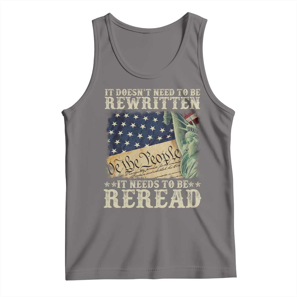 It Doesn't Need To Be Rewritten It Needs To Be Reread Tank Top We The People Vintage American Flag TS11 Deep Heather Print Your Wear