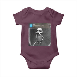 Italian Brainrot Tung Tung Tung Sahur Baby Onesie Internet Memes Ring with Motion TS10 Maroon Print Your Wear