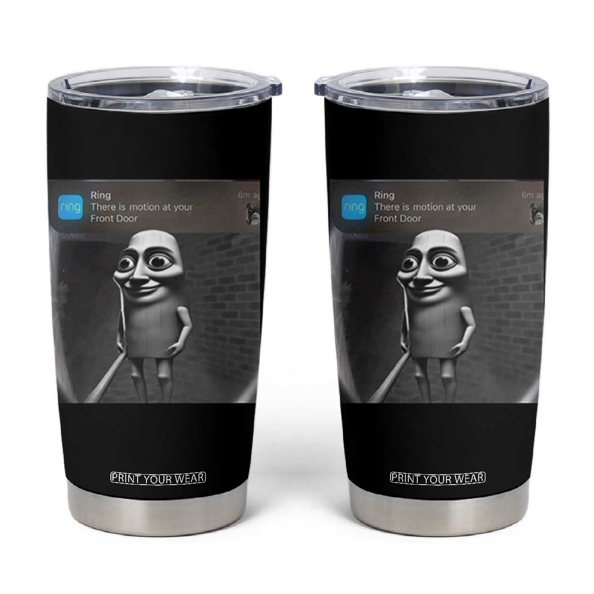 Italian Brainrot Tung Tung Tung Sahur Tumbler Cup Internet Memes Ring with Motion TS10 Black Print Your Wear