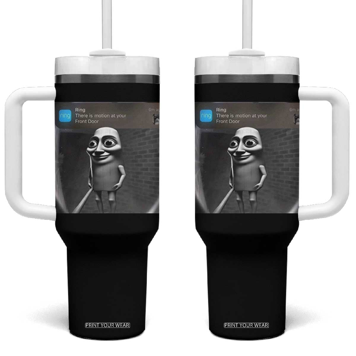 Italian Brainrot Tung Tung Tung Sahur Tumbler With Handle Internet Memes Ring with Motion TS10 One Size: 40 oz Black Print Your Wear