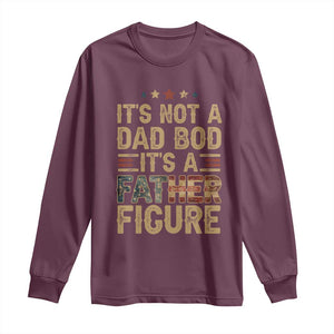 It's Not A Dad Bod It's A Father Figure Long Sleeve Shirt Funny Retro Vintage American Flag TS10 Maroon Print Your Wear