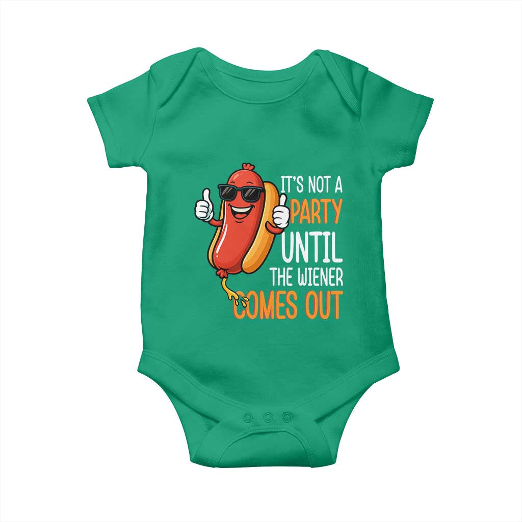 It's Not A Party Until The Wiener Comes Out Baby Onesie Funny Hot Dog Joke BBQ 4th of July Cookout TS02 Irish Green Print Your Wear