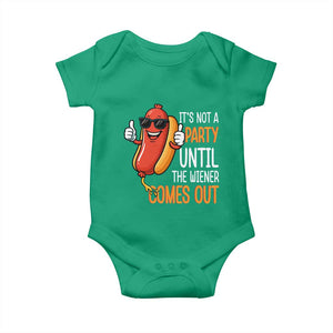 It's Not A Party Until The Wiener Comes Out Baby Onesie Funny Hot Dog Joke BBQ 4th of July Cookout TS02 Irish Green Print Your Wear
