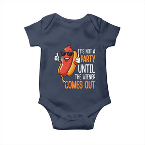 It's Not A Party Until The Wiener Comes Out Baby Onesie Funny Hot Dog Joke BBQ 4th of July Cookout TS02 Navy Print Your Wear