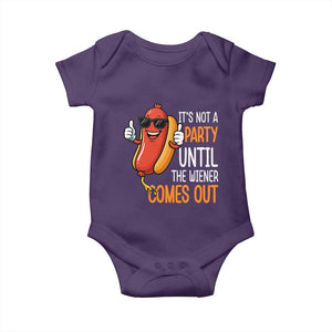It's Not A Party Until The Wiener Comes Out Baby Onesie Funny Hot Dog Joke BBQ 4th of July Cookout TS02 Purple Print Your Wear