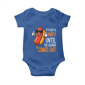 It's Not A Party Until The Wiener Comes Out Baby Onesie Funny Hot Dog Joke BBQ 4th of July Cookout TS02 Royal Blue Print Your Wear