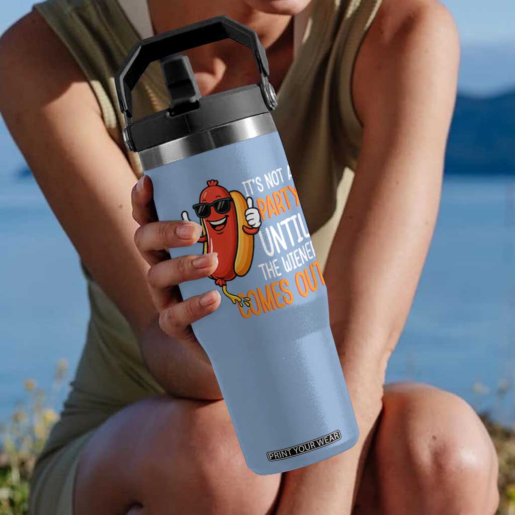It's Not A Party Until The Wiener Comes Out Flip Straw Tumbler Funny Hot Dog Joke BBQ 4th of July Cookout TS02 One Size: 30 oz Light Blue Print Your Wear