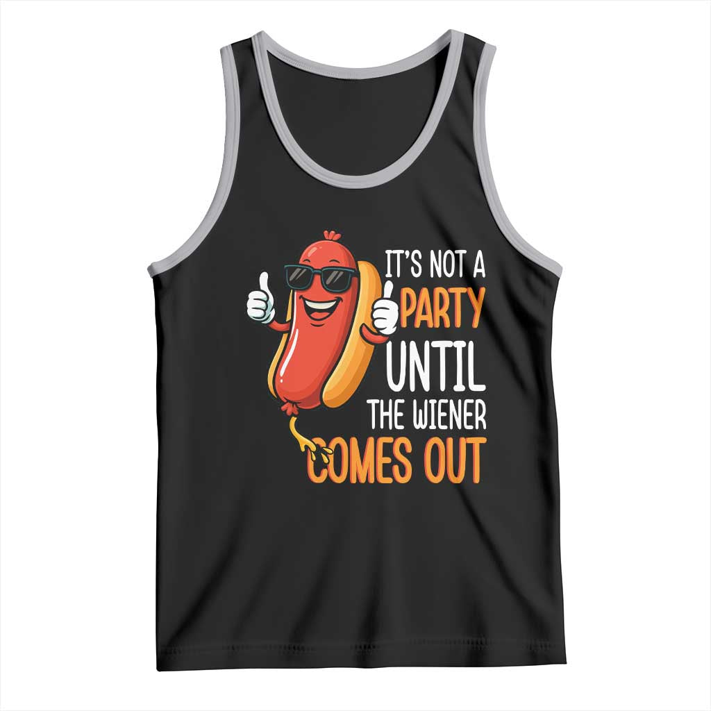 It's Not A Party Until The Wiener Comes Out Tank Top Funny Hot Dog Joke BBQ 4th of July Cookout TS02 Black Athletic Heather Print Your Wear