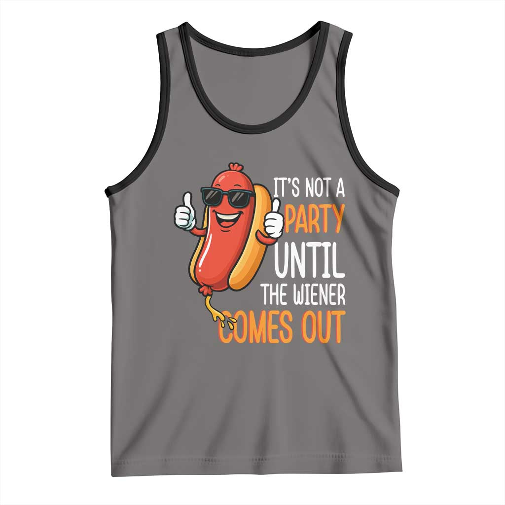It's Not A Party Until The Wiener Comes Out Tank Top Funny Hot Dog Joke BBQ 4th of July Cookout TS02 Deep Heather Black Print Your Wear