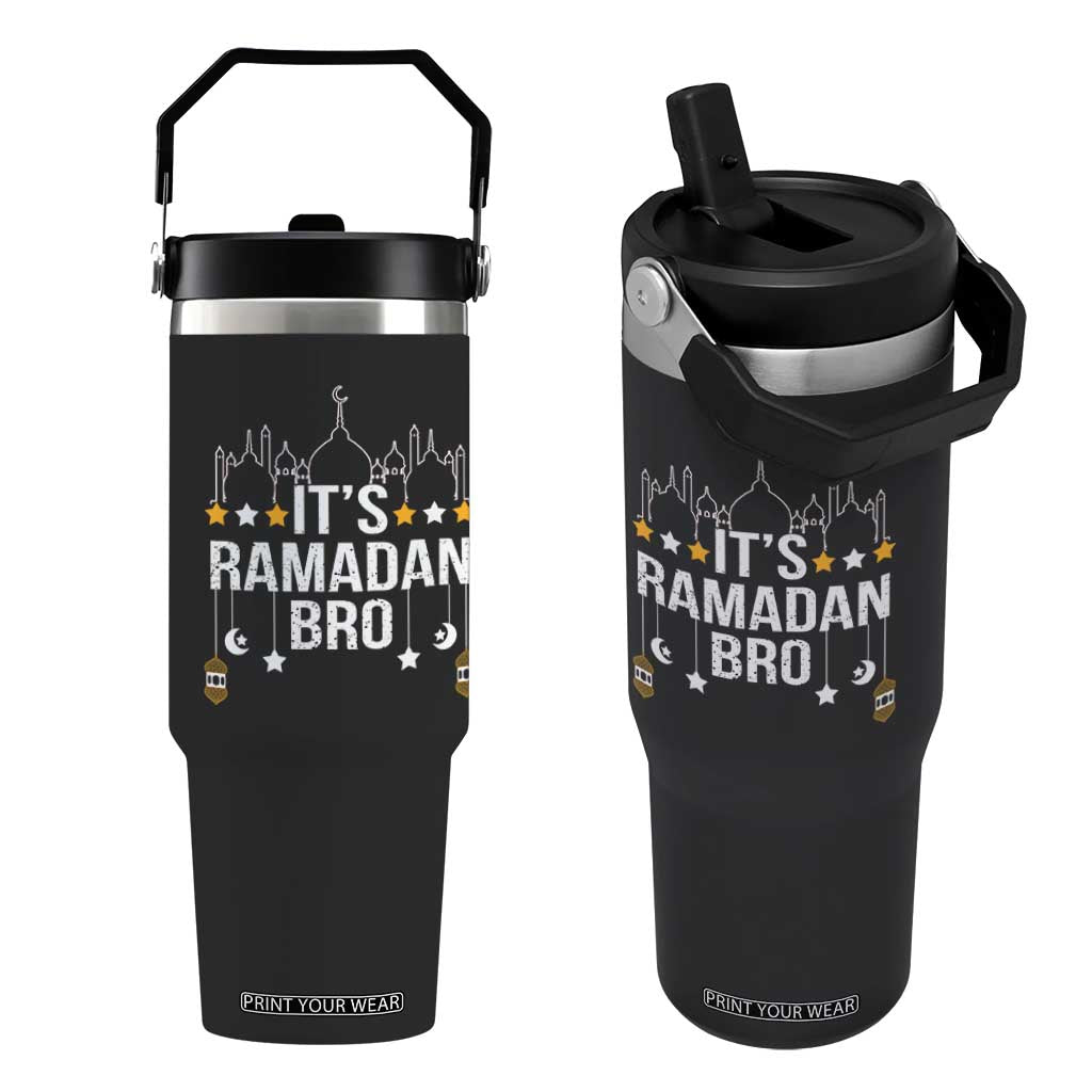 It's Ramadan Bro Flip Straw Tumbler Islamic Fasting Muslim TS02 One Size: 30 oz Black Print Your Wear