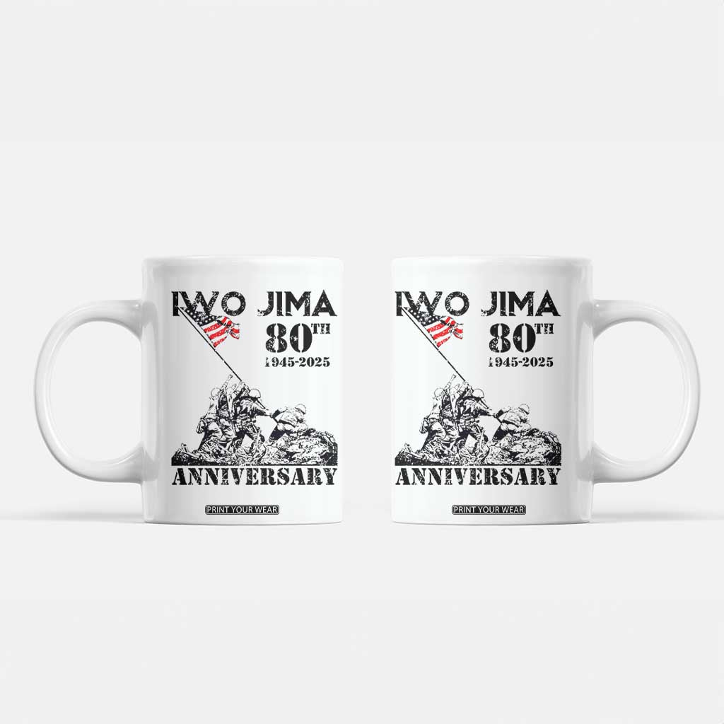 Iwo Jima WWII Veteran Coffee Mug 80th Anniversary 4th of July US Flag TS02 White Print Your Wear